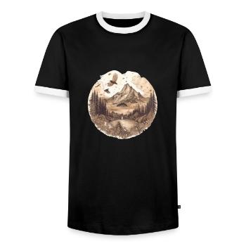 Natur Abenteuer Wandern Camping Design - Männer Kontrast-T-Shirt - Schwarz/Weiß - Vorne - AI Model Female 172 light (172cm) & AI Model Male 178 light (178cm)