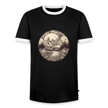 Nature Aventure Randonnée Camping Design - T-shirt contrasté Homme - noir/blanc - Devant - AI Model Female 172 light (172cm) & AI Model Male 178 light (178cm)