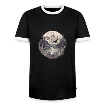 Natur Abenteuer Wandern Camping Design - Männer Kontrast-T-Shirt - Schwarz/Weiß - Vorne - AI Model Female 172 light (172cm) & AI Model Male 178 light (178cm)