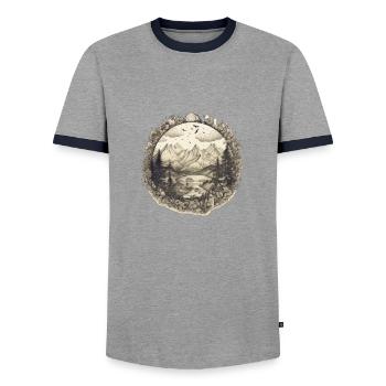 Nature Aventure Randonnée Camping Design - T-shirt contrasté Homme - gris/marine  - Devant - AI Model Female 172 light (172cm) & AI Model Male 178 light (178cm)