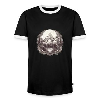 Nature Aventure Randonnée Camping Design - T-shirt contrasté Homme - noir/blanc - Devant - AI Model Female 172 light (172cm) & AI Model Male 178 light (178cm)