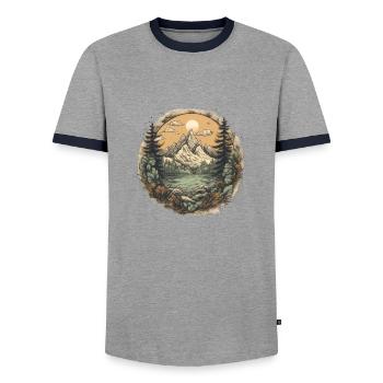 Nature Aventure Randonnée Camping Design - T-shirt contrasté Homme - gris/marine  - Devant - AI Model Female 172 light (172cm) & AI Model Male 178 light (178cm)