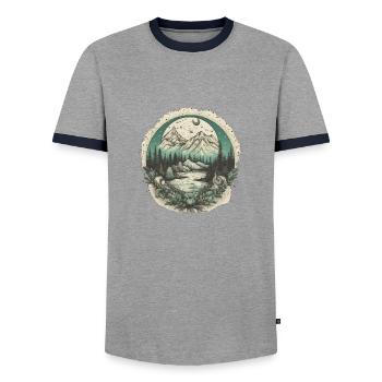 Nature Aventure Randonnée Camping Design - T-shirt contrasté Homme - gris/marine  - Devant - AI Model Female 172 light (172cm) & AI Model Male 178 light (178cm)