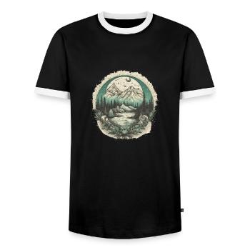 Nature Aventure Randonnée Camping Design - T-shirt contrasté Homme - noir/blanc - Devant - AI Model Female 172 light (172cm) & AI Model Male 178 light (178cm)
