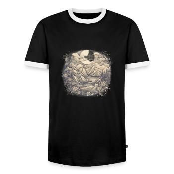 Nature Aventure Randonnée Camping Design - T-shirt contrasté Homme - noir/blanc - Devant - AI Model Female 172 light (172cm) & AI Model Male 178 light (178cm)