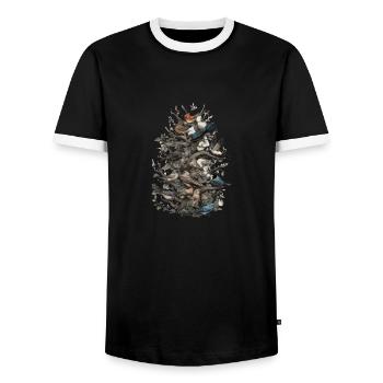 Vogelbeobachtung Vogelbeobachter Vögel - Männer Kontrast-T-Shirt - Schwarz/Weiß - Vorne - AI Model Female 172 light (172cm) & AI Model Male 178 light (178cm)