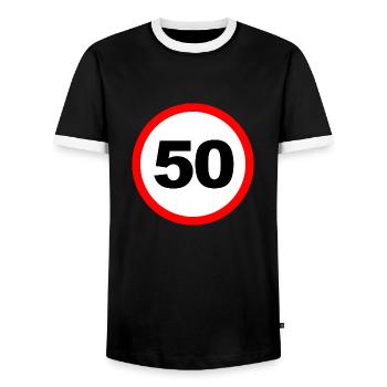 50. Geburtstag Design - Männer Kontrast-T-Shirt - Schwarz/Weiß - Vorne - AI Model Female 172 light (172cm) & AI Model Male 178 light (178cm)