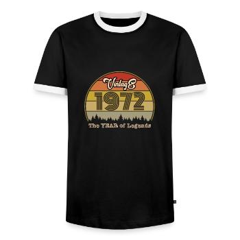 Millésime 1972 - T-shirt contrasté Homme - noir/blanc - Devant - AI Model Female 172 light (172cm) & AI Model Male 178 light (178cm)