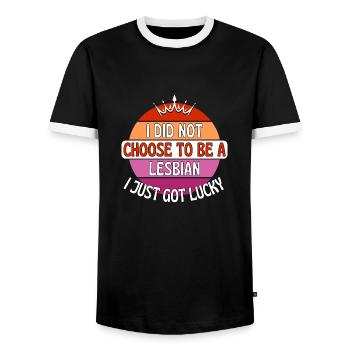 Je n’ai pas choisi d’être lesbienne, j’ai juste eu de la chance - T-shirt contrasté Homme - noir/blanc - Devant - AI Model Female 172 light (172cm) & AI Model Male 178 light (178cm)