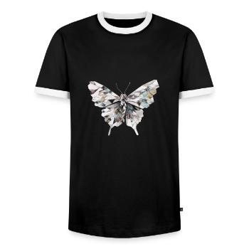 Origami Schmetterling Japanische Kunst - Männer Kontrast-T-Shirt - Schwarz/Weiß - Vorne - AI Model Female 172 light (172cm) & AI Model Male 178 light (178cm)