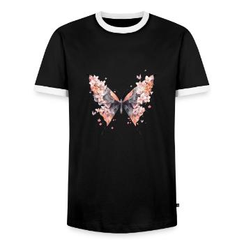 Origami Schmetterling Japanische Kunst - Männer Kontrast-T-Shirt - Schwarz/Weiß - Vorne - AI Model Female 172 light (172cm) & AI Model Male 178 light (178cm)