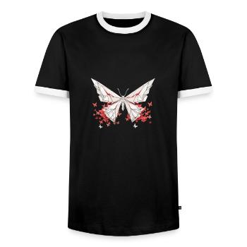 Origami Schmetterling Japanische Kunst - Männer Kontrast-T-Shirt - Schwarz/Weiß - Vorne - AI Model Female 172 light (172cm) & AI Model Male 178 light (178cm)