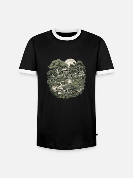 Bonsai - Japanischer Garten - Männer Kontrast-T-Shirt - Schwarz/Weiß