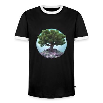 Tree of Life Meditation Yoga Tree of Life - Men's Ringer Shirt - black/white - Front - AI Model Female 172 light (172cm) & AI Model Male 178 light (178cm)