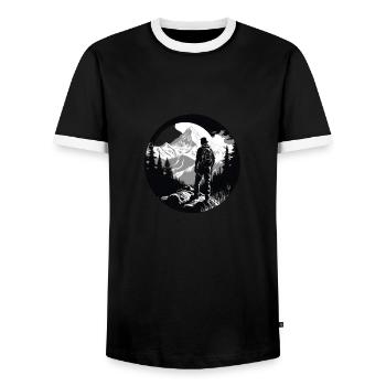 Randonnées Montagnes Arbres Alpes - T-shirt contrasté Homme - noir/blanc - Devant - AI Model Female 172 light (172cm) & AI Model Male 178 light (178cm)