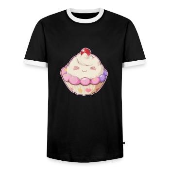 Pastel Cupcake - Men's Ringer Shirt - black/white - Front - AI Model Female 172 light (172cm) & AI Model Male 178 light (178cm)