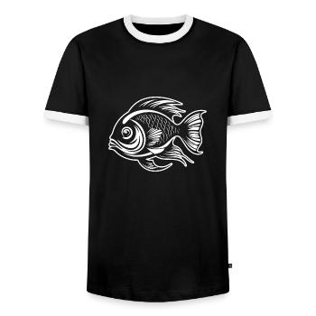 Fish Fishing Sea Fishing - Men's Ringer Shirt - black/white - Front - AI Model Female 172 light (172cm) & AI Model Male 178 light (178cm)