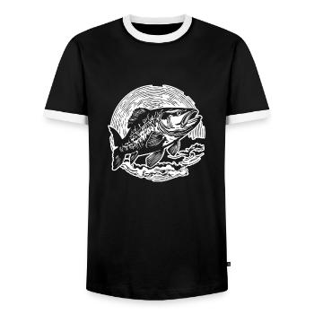 Fish Fishing Sea Fishing - Men's Ringer Shirt - black/white - Front - AI Model Female 172 light (172cm) & AI Model Male 178 light (178cm)