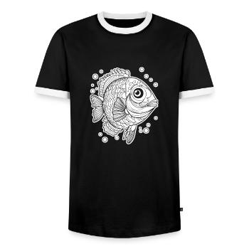 Fish Fishing Sea Fishing - Men's Ringer Shirt - black/white - Front - AI Model Female 172 light (172cm) & AI Model Male 178 light (178cm)