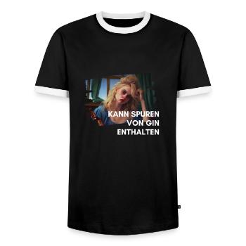 Kann Spuren von Gin enthalten-2 - Männer Kontrast-T-Shirt - Schwarz/Weiß - Vorne - AI Model Female 172 light (172cm) & AI Model Male 178 light (178cm)