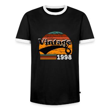 Jahrgang 1998 - Männer Kontrast-T-Shirt - Schwarz/Weiß - Vorne - AI Model Female 172 light (172cm) & AI Model Male 178 light (178cm)