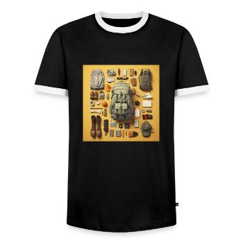 Everything I need for hiking - Men's Ringer Shirt - black/white - Front - AI Model Female 172 light (172cm) & AI Model Male 178 light (178cm)