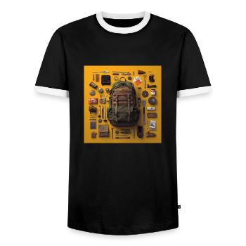 Everything I need for hiking - Men's Ringer Shirt - black/white - Front - AI Model Female 172 light (172cm) & AI Model Male 178 light (178cm)
