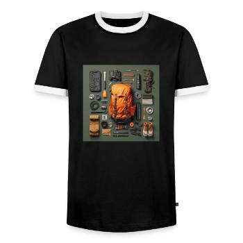 Everything I need for hiking - Men's Ringer Shirt - black/white - Front - AI Model Female 172 light (172cm) & AI Model Male 178 light (178cm)
