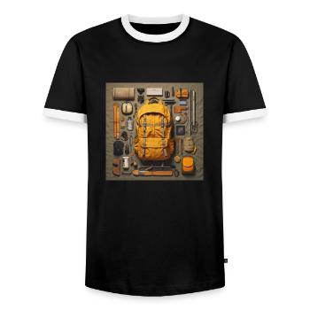 Everything I need for hiking - Men's Ringer Shirt - black/white - Front - AI Model Female 172 light (172cm) & AI Model Male 178 light (178cm)