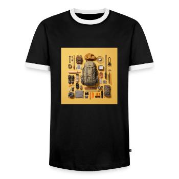 Everything I need for hiking - Men's Ringer Shirt - black/white - Front - AI Model Female 172 light (172cm) & AI Model Male 178 light (178cm)
