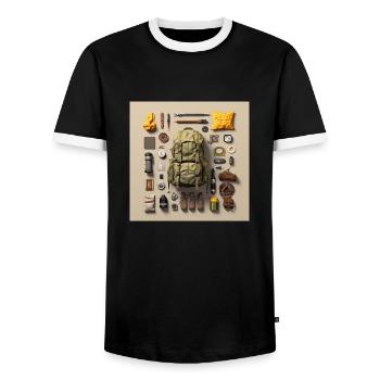 Everything I need for hiking - Men's Ringer Shirt - black/white - Front - AI Model Female 172 light (172cm) & AI Model Male 178 light (178cm)