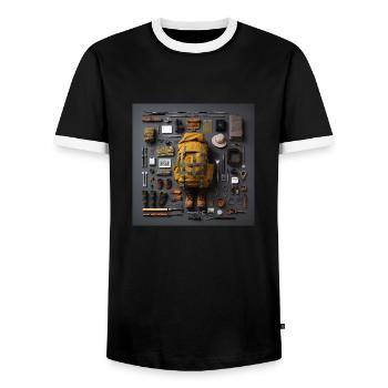 Everything I need for hiking - Men's Ringer Shirt - black/white - Front - AI Model Female 172 light (172cm) & AI Model Male 178 light (178cm)