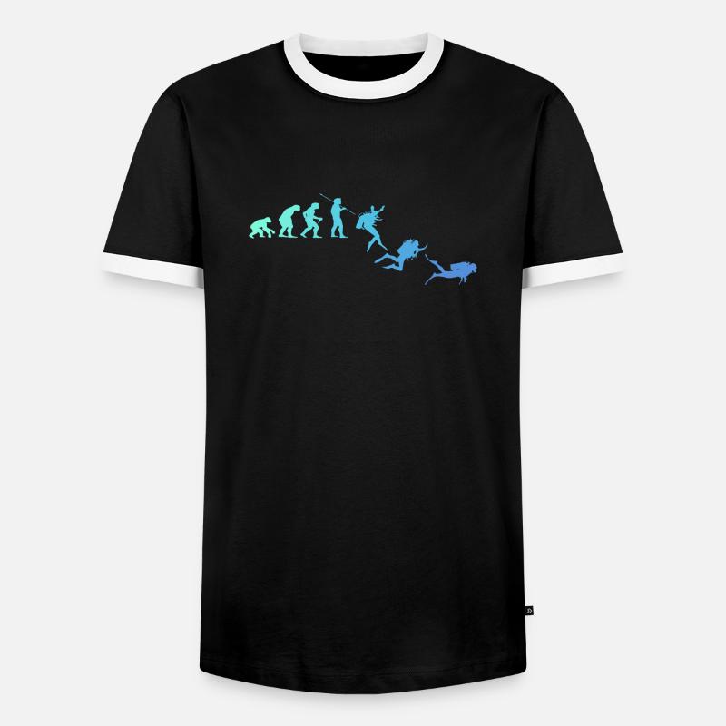 Tauchen Taucher Evolution - Männer Kontrast-T-Shirt - Schwarz/Weiß