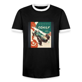 Rétro Car Poster Vintage Car Old School - T-shirt contrasté Homme - noir/blanc - Devant - AI Model Female 172 light (172cm) & AI Model Male 178 light (178cm)