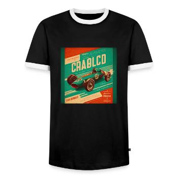 Rétro Car Poster Vintage Car Old School - T-shirt contrasté Homme - noir/blanc - Devant - AI Model Female 172 light (172cm) & AI Model Male 178 light (178cm)