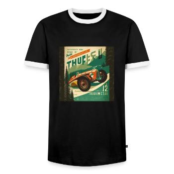 Rétro Car Poster Vintage Car Old School - T-shirt contrasté Homme - noir/blanc - Devant - AI Model Female 172 light (172cm) & AI Model Male 178 light (178cm)