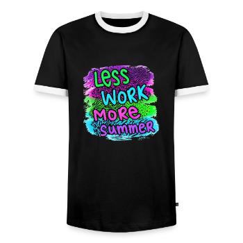 Été surf croatie plage paradis ambiance de fête États-Unis - T-shirt contrasté Homme - noir/blanc - Devant - AI Model Female 172 light (172cm) & AI Model Male 178 light (178cm)