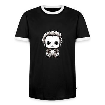 Halloween Horror Movie - Video Games Gaming - Men's Ringer Shirt - black/white - Front - AI Model Female 172 light (172cm) & AI Model Male 178 light (178cm)