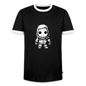Halloween Horror Movie - Video Games Gaming - Men's Ringer Shirt - black/white - Front - AI Model Female 172 light (172cm) & AI Model Male 178 light (178cm)