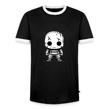 Halloween Horror Movie - Video Games Gaming - Men's Ringer Shirt - black/white - Front - AI Model Female 172 light (172cm) & AI Model Male 178 light (178cm)