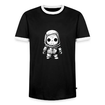Halloween Horror Movie - Video Games Gaming - Men's Ringer Shirt - black/white - Front - AI Model Female 172 light (172cm) & AI Model Male 178 light (178cm)
