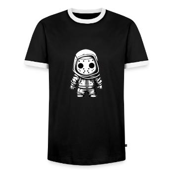 Halloween Horror Movie - Video Games Gaming - Men's Ringer Shirt - black/white - Front - AI Model Female 172 light (172cm) & AI Model Male 178 light (178cm)