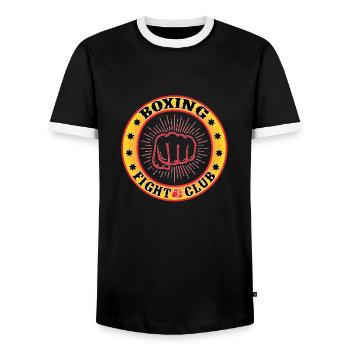 Boxing Fight Club Design - Men's Ringer Shirt - black/white - Front - AI Model Female 172 light (172cm) & AI Model Male 178 light (178cm)