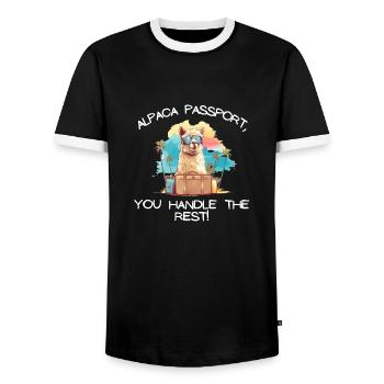 Cool Adventure You Say Alpaca My Bags Tee Kids - Men's Ringer Shirt - black/white - Front - AI Model Female 172 light (172cm) & AI Model Male 178 light (178cm)