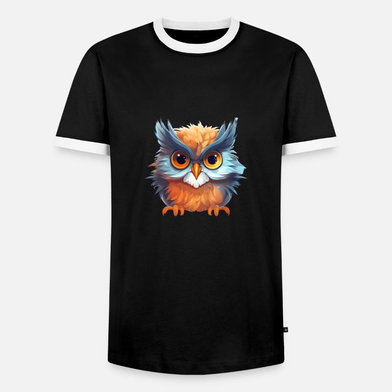 Niedliche Wachsame Eule | Nachtschwärmer Eule - Männer Kontrast-T-Shirt - Schwarz/Weiß