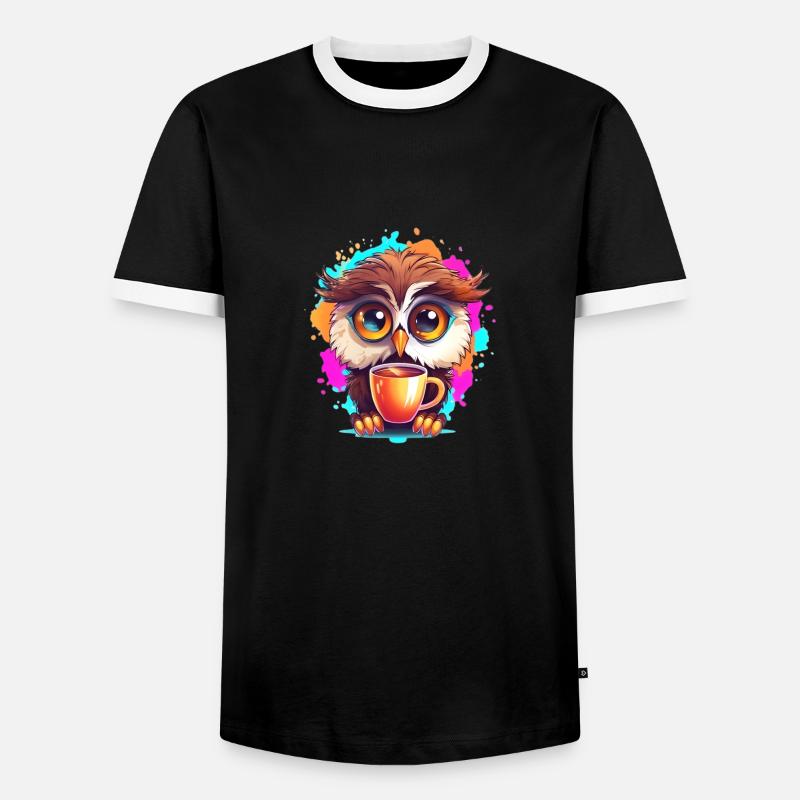Niedliche Wachsame Eule | Nachtschwärmer Eule - Männer Kontrast-T-Shirt - Schwarz/Weiß