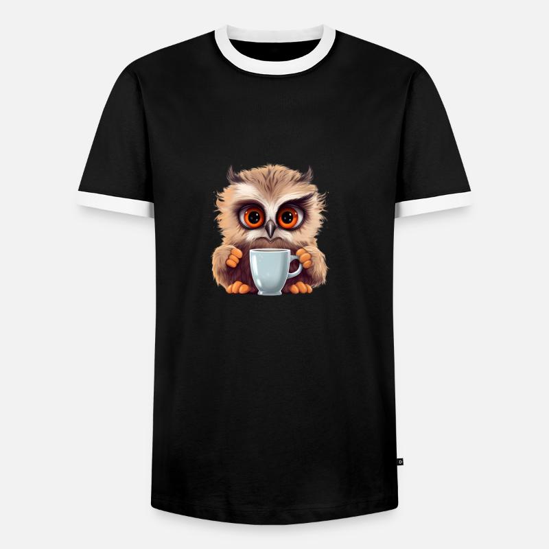 Niedliche Wachsame Eule | Nachtschwärmer Eule - Männer Kontrast-T-Shirt - Schwarz/Weiß