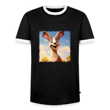 kangourou mignon - T-shirt contrasté Homme - noir/blanc - Devant - AI Model Female 172 light (172cm) & AI Model Male 178 light (178cm)