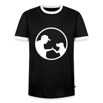 Hund Dog - Men's Ringer Shirt - black/white - Front - AI Model Female 172 light (172cm) & AI Model Male 178 light (178cm)