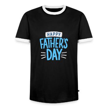 Happy father's day - Men's Ringer Shirt - black/white - Front - AI Model Female 172 light (172cm) & AI Model Male 178 light (178cm)